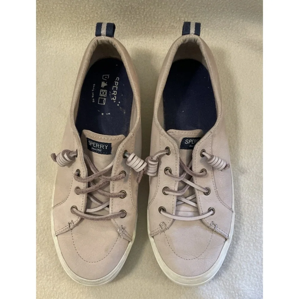 Sperry Crest Vibe Tumbled Leather Rose Blush Sneakers Shoes Tennis Women's 10